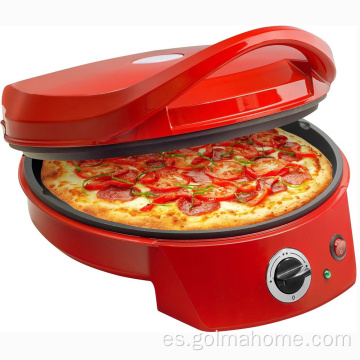 Máquina de pizza de 220 V uso doméstico eléctrico 12 pulgadas sartén de pizza Temporizador mecánico Control Horno de pizza Máquina de sartén redonda